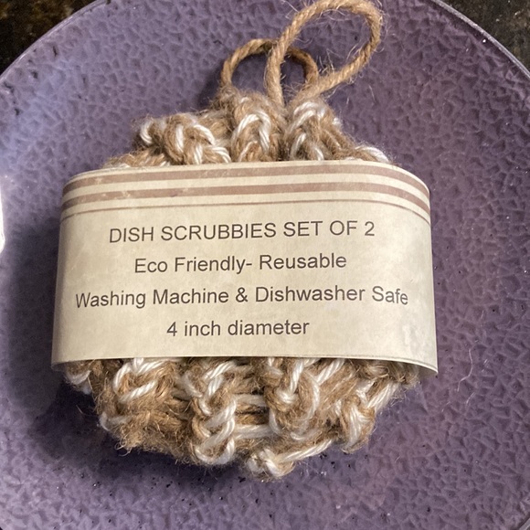 Dish Scrubbie Scrubber Rounds Natural Jute and Cotton Handmade in USA Set of 2 - Picture 9 of 10
